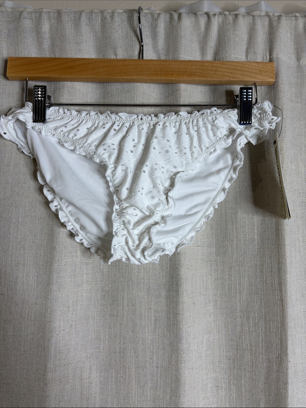 No Boundaries White Eyelet Ruffle Bikini Bottoms